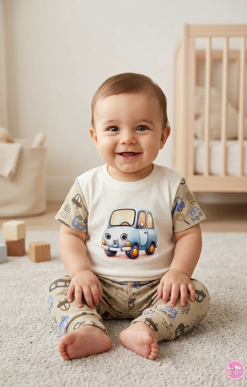 Pijama de Carritos Talla 6/9M, 12/18M
